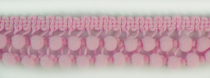 Тесьма с помпонами двурядная, цвет тёмно-розовый