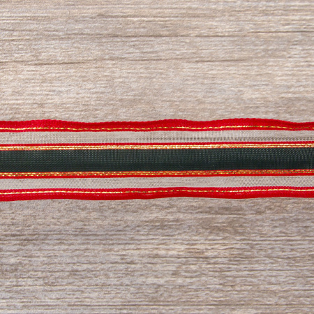 Лента органза с рисунком с проволокой по краю SAFISA, 30 мм, 15 м. Арт 25142-30                