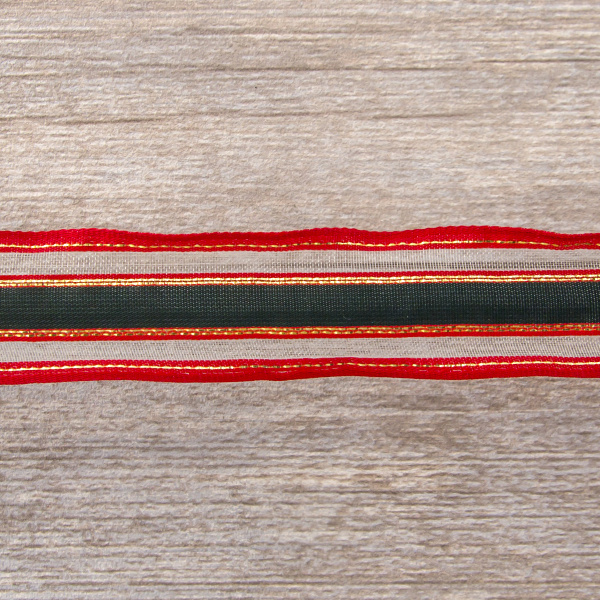 Лента органза с рисунком с проволокой по краю SAFISA, 30 мм, 15 м. Арт 25142-30                