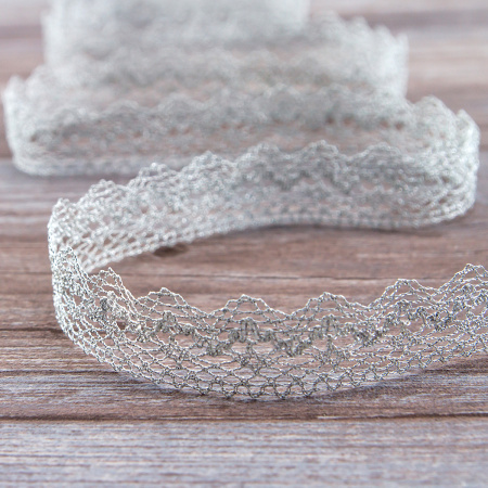 Кружево, 25 мм, цвет серебристый люрекс. Арт 3207/29                 