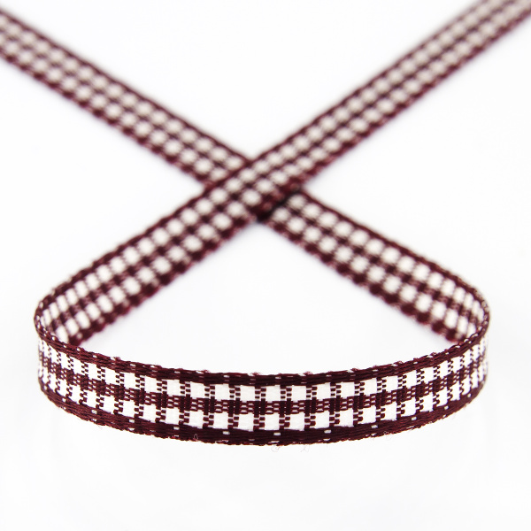 Лента с рисунком клетка SAFISA, 6 мм, 25 м, цвет 30, бордо. Арт 466-06мм-30             