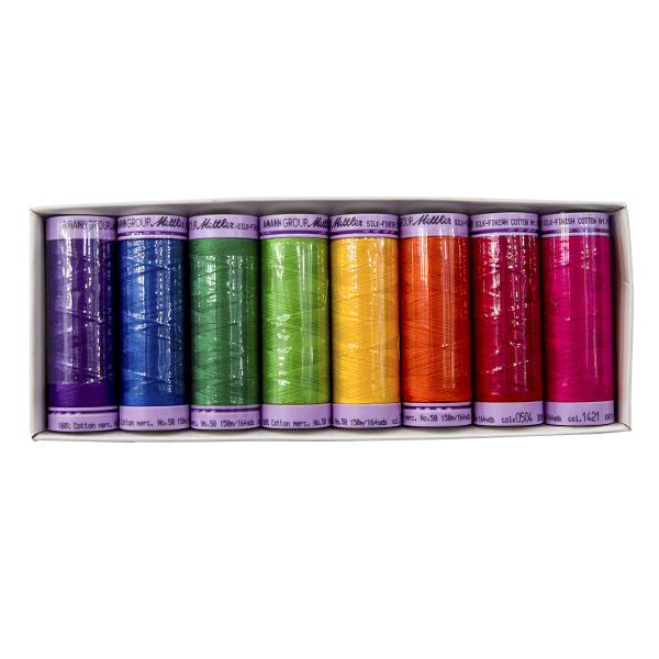 Набор с нитками Silk Finish  "Оттенки Лета" в подарочной упаковке, 8 катушек. Арт SFC8SUMMER-KIT