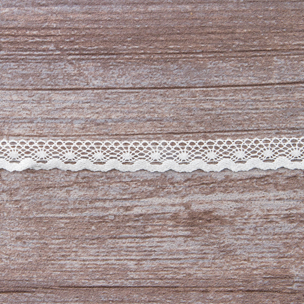 Мерсеризованное хлопковое кружево, 13 мм, цвет белый. Арт 2059/01