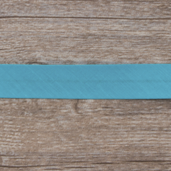 Косая бейка хлопок/полиэстер 20 мм, 25 м, цвет 138, небесно-голубой. Арт 6120-20мм-138