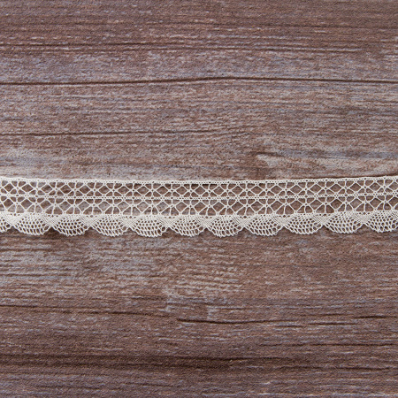 Мерсеризованное хлопковое кружево, 20 мм, цвет шампань. Арт 2015/72