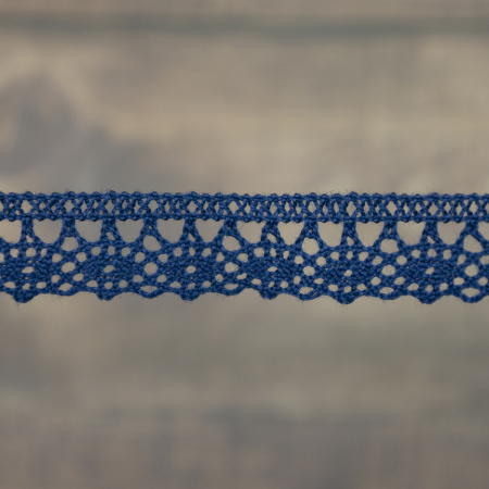 Кружево плетеное, 10 мм, цвет синий, 100% хлопок, 5 м. Арт K-5001-242