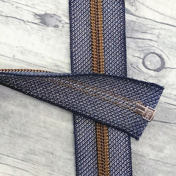 Молния спираль, на люрексной ленте, неразъёмная 1 замок, 6 мм, 18 см, цвет синий джис. Арт 2529211/18/15001