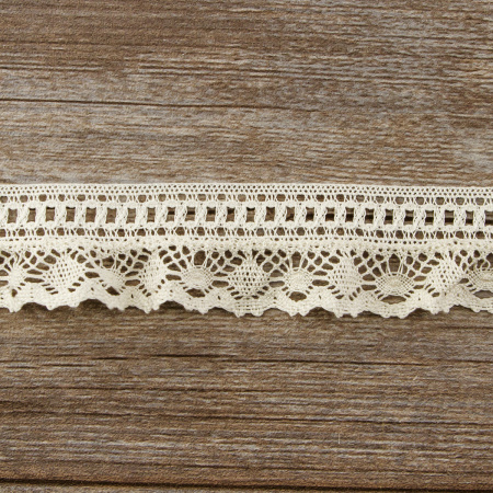Мерсеризованное хлопковое кружево, 48 мм, цвет шампань. Арт 2215/72