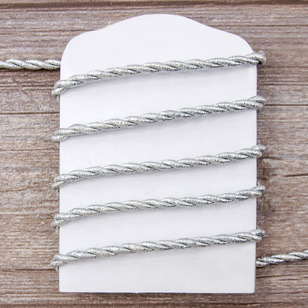 Шнур металлизированный SPIRAL ( SAFISA), арт.25277-1 мм, 15 м, цвет 102, серебряный. Арт 25277-1мм-102