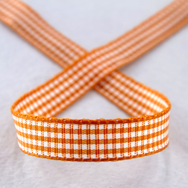 Лента с рисунком клетка SAFISA, 10 мм, 25 м, цвет 61, оранжевый. Арт 466-10мм-61             