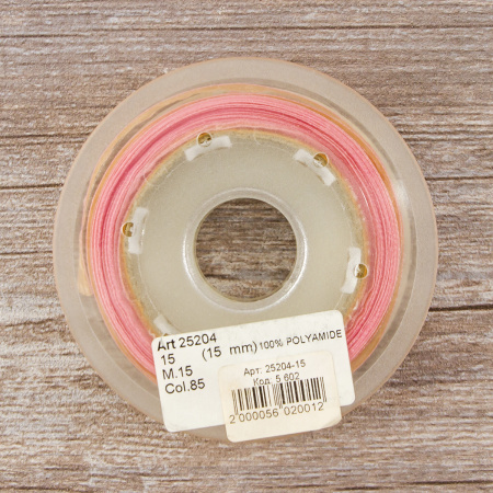 Лента органза с рисунком SAFISA, 15 мм, 15 м, цвет розовый. Арт 25204-15                