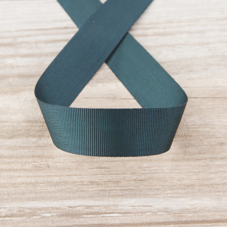 Лента репсовая SAFISA, 25 мм, 25 м, цвет 43 зеленый темный. Арт 350-25мм-43