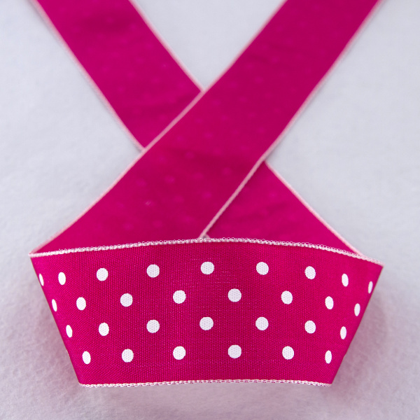 Лента с рисунком SAFISA, 25 мм, 15 м, цвет 20, фуксия. Арт 25314-25мм-20