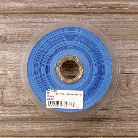 Косая бейка атласная 20 мм, 25 м, цвет 65, голубой. Арт 6260-20мм-65            