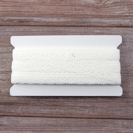 Мерсеризованное хлопковое кружево, 20 мм, цвет белый. Арт 1523/01                 