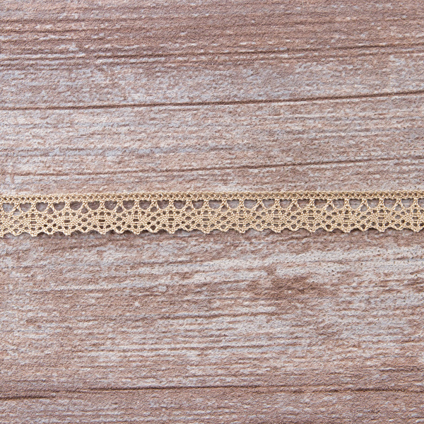 Мерсеризованное хлопковое кружево, 12 мм, цвет серо-бежевый. Арт 3267/27                 