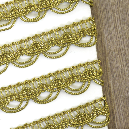 Тесьма PEGA декоративная, золотистый люрекс, 16 мм. Арт 881443316W7003          