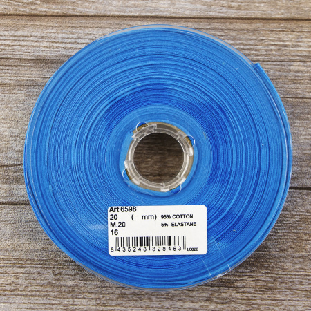Косая бейка хлопок, 20 мм, 20 м, цвет 16, бирюзовый. Арт 6598-20мм-16