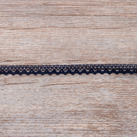 Мерсеризованное хлопковое кружево, 8 мм, цвет темно-синий. Арт 2062/9S