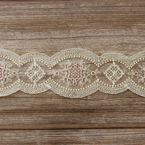 Кружево-вышивка на тюле, 40 мм. Арт 42213/03