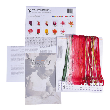 Набор для вышивания "Ранний, красно-белый тюльпан", канва лён 36 ct. Арт 520