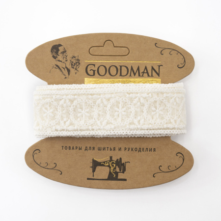 Кружево-вышивка на тюле, 33 мм, цвет молочный, 100% полиэстер, 3,5 м. Арт T-2005.112