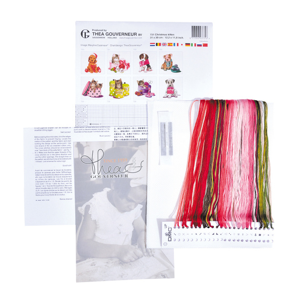 Набор для вышивания "Рождественский котёнок", канва аида 16 ct . Арт 731A                    