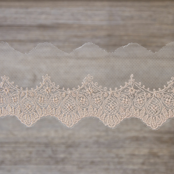 Вышивка на тюле, 51 мм, цвет розовый. Арт I659/F3