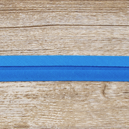 Косая бейка хлопок/полиэстер 20 мм, 25 м, цвет 16, сине-голубой. Арт 6120-20мм-16            