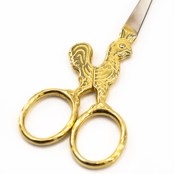 Ножницы  для вышивания "Петушок", цвет золотой, в чехле, 10 см. Арт CICH2