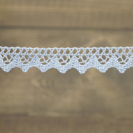 Кружево плетеное, 12 мм, цвет голубой, 100% хлопок, 5 м. Арт K-5004-267