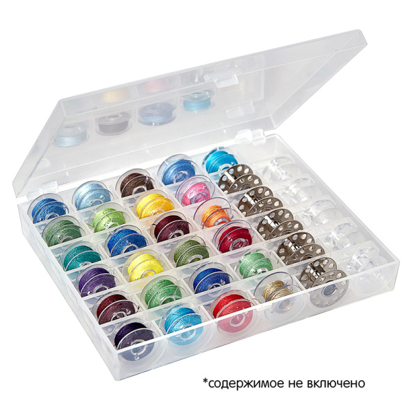 Органайзер для шпулек, 36 ячеек, пластик, 15 х 13 х 2,6 см. Арт 166.36