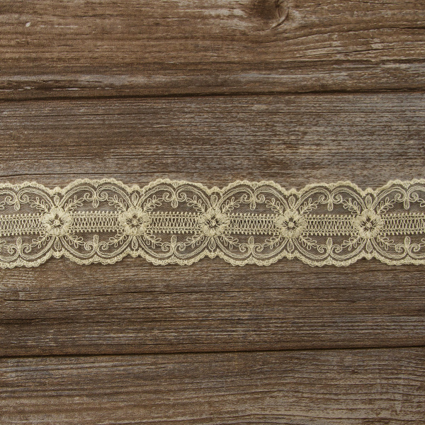 Вышивка на тюле, 60 мм, цвет натуральный. Арт I663/58