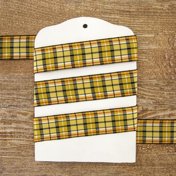 Лента с рисунком клетка SAFISA, 26 мм, 25 м, цвет 02, охра. Арт 5221-26мм-06            