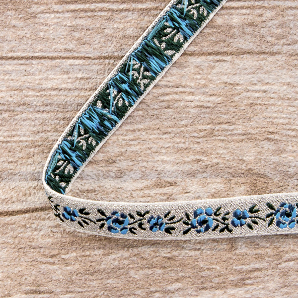 Лента жаккардовая с люрексом SAFISA, 10 мм, 15 м, цвет 06. Арт 9212-10мм-06