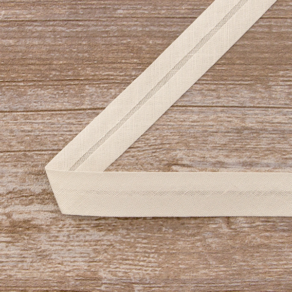 Косая бейка хлопок/лён, 20 мм, 20 м, цвет 27, светло-серый. Арт 6602-20мм-27