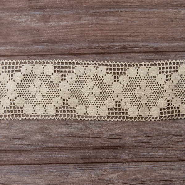 Мерсеризованное хлопковое кружево, 90 мм, цвет экрю. Арт 2230/58