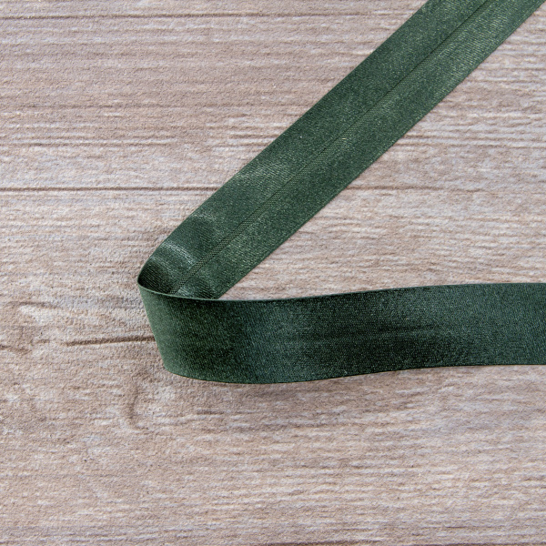 Косая бейка атласная 20 мм, 25 м, цвет 97, болотный. Арт 6260-20мм-97