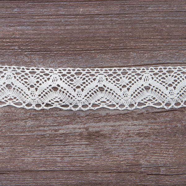 Мерсеризованное хлопковое кружево, 39 мм, белый. Арт 2144/01