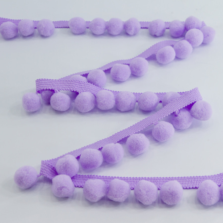 Тесьма с помпонами, диаметр 20 мм, цвет сиреневый. Арт PA-40-col.400