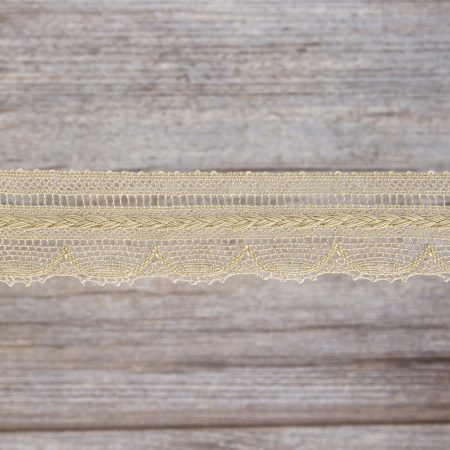 Мерсеризованное хлопковое кружево, 33 мм, цвет бежевый. Арт 2177/27