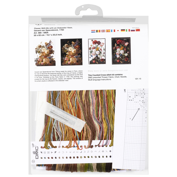 Набор для вышивания "Натюрморт с цветами в алебастровой вазе", канва лён 36 ct. Арт 580
