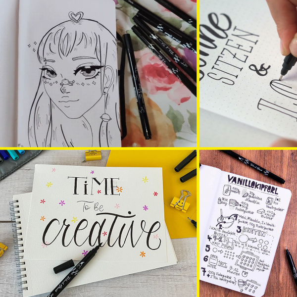 Набор лайнеров "Black Lettering" для скетчинга, цвет черный, 5 шт. разных размеров . Арт 19114