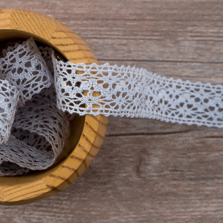 Мерсеризованное хлопковое кружево, 20 мм, цвет светло-голубой. Арт 3037/19                 