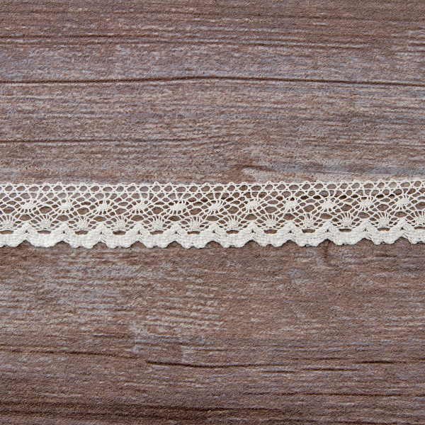 Мерсеризованное хлопковое кружево, 20 мм, цвет шампань. Арт 2019/72