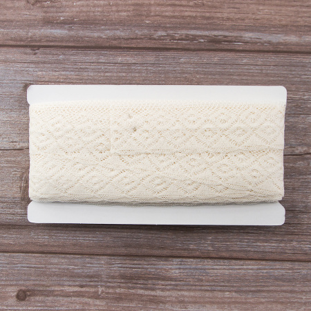 Мерсеризованное хлопковое кружево, 35 мм, цвет шампань. Арт 2046/72