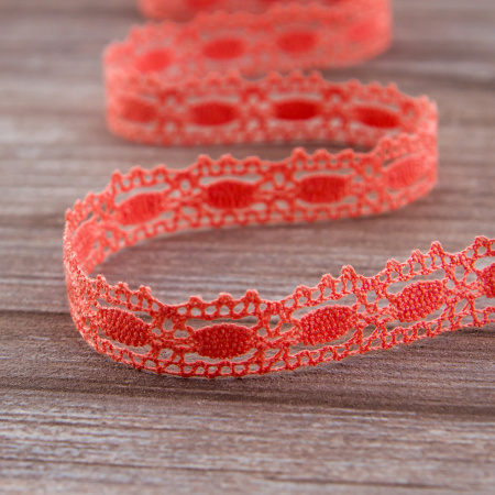 Мерсеризованное хлопковое кружево, 15 мм, цвет лососевый. Арт 1798/83