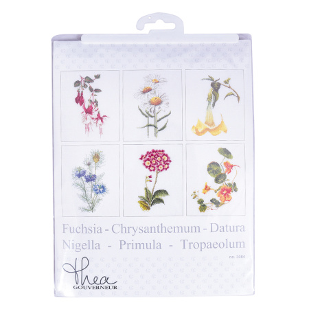 Набор для вышивания "Шесть цветочных мотивов", канва лён 36 ct. Арт 3084                    