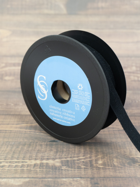 Тесьма киперная SAFISA, 15 мм, 25 м, цвет 01, черный. Арт 0270-15мм-01