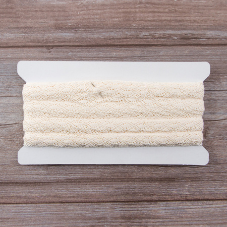 Мерсеризованное хлопковое кружево, 16 мм, шампань. Арт 2106/72